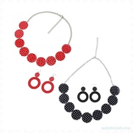 [SzlztmyeeMY] 50's Themed Earrings And Necklace Set Dangle Earrings Polka Dot Earrings for Cosplay