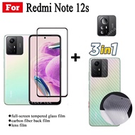 3 in 1 Redmi Note 12s Tempered Glass Film for Xiaomi Redmi Note 12 11s 11 10s 10 Pro+ 5G Redmi 12C 10A 10C  Camera Lens Glass Screen Protector and back film