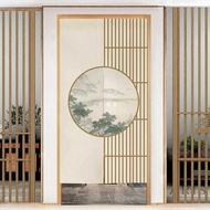 QM🔔Chinese Style Chinese Style Long Door Curtain Hallway Toilet Shade Curtain Kitchen Toilet Partition Curtain Living Ro