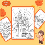 Set of 29/15/10 coloring pages, coloring pages for children in the shape of Castle Castle, A4, A5 re