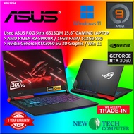 #RG125 USED ASUS ROG Gaming Laptop G513QM AMD R9 RYZEN 9-5900HX 16G 512GB SSD NVIDIA GEFORCE RTX3060
