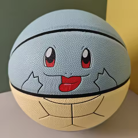 Anime Pokemon Cute Squirtle Size 7 Basketball High Quality Blue PU Leather Indoor/Outdoor Men's And 