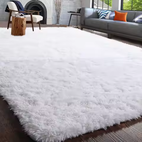 Furry Carpet Living Room Mat Modern Bedroom Nordic Style Decoration Carpet Large Size Black Gray Whi
