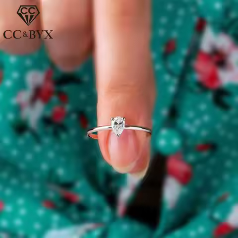 CC Wedding Rings For Women Simple Trendy Jewelry Water Drop Cubic Zirconia Ring Bridal Engagement Bi