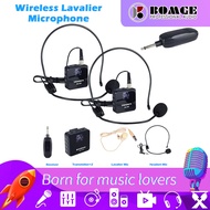 BOMGE UHF Wireless lavalier Microphone System Headset Mic/Stand Mic/Lavalier Lapel Mic with Rechargeable Bodypack Transmitter &amp; Receiver 1/4" Output for PA Speaker, DSLR Camera, Re