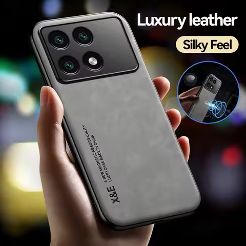 Leather Magnetic Case For Xiaomi Poco X6 Pro 5G Soft TPU Shockproof Fundas For Pocox6pro Poko Little