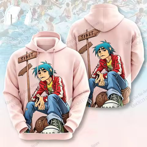 Hip Hop New Rock Hoodie Sweatshirt Gorillaz Band 3d Print Hoodie Men Women Fashion Oversized Tracksu