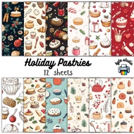 12 Sheets 8x8 Holiday Pastries Print by byte studio | Premium Paper Craft Junk Journal Stationery