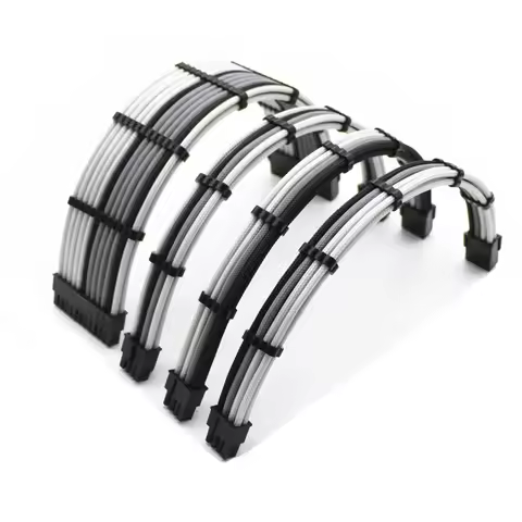 Angitu 180 Degree Curve PSU Power Extension Cable Kit 1X24Pin,1X CPU 8Pin, 2XGPU 8(6+2)Pin PCI-E Pre