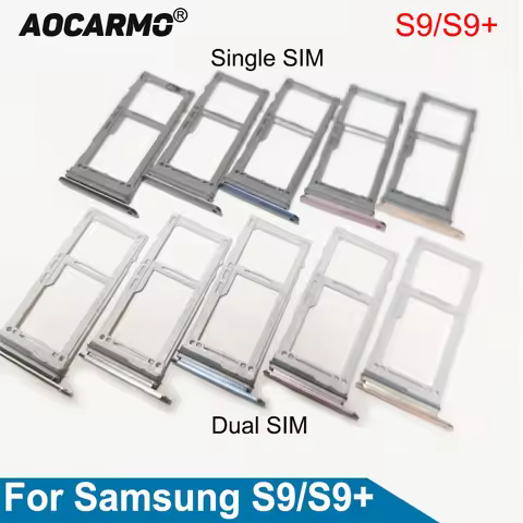Aocarmo Single/Dual Metal Plastic Nano Sim Card Tray Micro SD Slot Holder For Samsung Galaxy S9 / S9