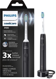 飛利浦 - Philips Sonicare 3100 電動牙刷，帶集成壓力傳感器、SmarTimer 和 QuadPacer，HX3681/04 黑色 平行進口