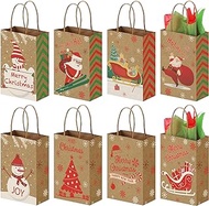 TOXOY 12PCS Christmas Gift Bags with Tissue Paper, Tissue Paper for Gift Bags Christmas Treat Bags with Handle Christmas Goodie Bags for Christmas Party Favors Gift Exchange