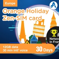 Europe SIM Internet Card | ZEN Orange Holiday 20GB/30 Days | 4G/5G High Speed Network+Call for 30 Mi