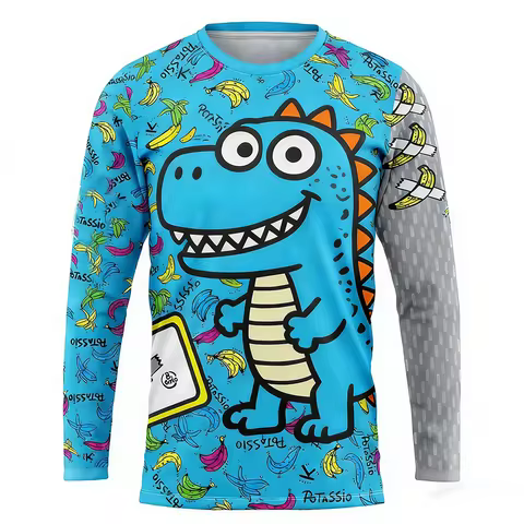 Men's cycling apparel, dinosaur print, mountain bike T-shirt, MTB cycling apparel, BMX motorcycle ri