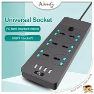 【Woody】 Malaysia standard 6 Sockets 4 USB Extension wire socket  3 pin Plug 2 meter and 5 meter