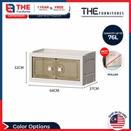 THE L64cm 2 Doors Wardrobe Multipurpose Foldable Stackable Storage Cabinet Storage Box With Roller