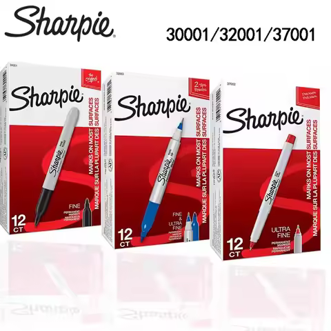 12pcs/box Sharpie Permanent Marker Waterproof Industrial Thick Thin Double Ended Marker Drawing Hand