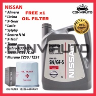 NISSAN FULLY SYNTHETIC 0W20 ENGINE OIL 4LITER FREE x1 TAN CHONG OIL FILTER