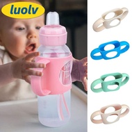 LUOLV Baby Bottle Holder, Hands Free Feeding Universal Silicone Bottle Handles, BPA Free Narrow Desi