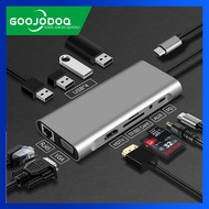 GOOJODOQ 11 in 1 USB Hub 8-in-1 8/11 Ports Type-C 3.1 to 4K HDMI USB C To 2 Ports USB 3.0 SD / TF Ca