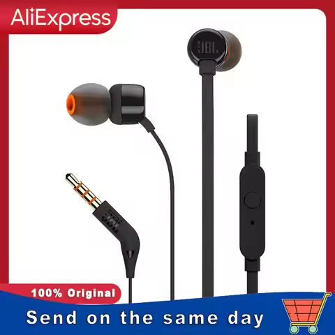 JBL TUNE 110 3.5mm Wired Earphones T110 Stereo Music Deep Bass Earbuds Sports Headset In-line Contro