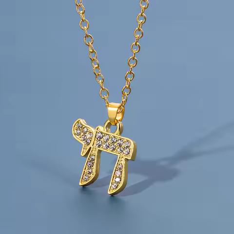 YILUOCD Chai Jewish Pendent for Women Cubic Zirconia Hebrew Letter Hai Pendent Religious Supernatura