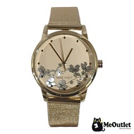 Nine West Women's Floral Dial Mesh Bracelet Watch - Gold (NW/2428FLGP)