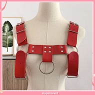 XIA| Back Strap Accessory Back Strap Adjustable Faux Leather Body Harness with Rivet Decor for Men Gay Clothing Rave Chest Strap