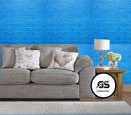 OK Wallpaper Foam 3D Bata Warna Biru Tua Premium Wallpaper