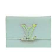 Pre-owned Louis Vuitton Capucines Portefeuille Compact M82147 Taurillon Leather Blue Topaz Tri-fold 