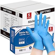 Schneider Nitrile Exam Gloves, Blue, 4 mil, Powder-Free, Latex-Free, for Medical Exam, Cleaning and Food Prep, Non-Sterile