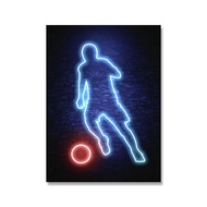 ศิลปะบนผนังฟุตบอลนีออนสีน้ำเงิน - การตกแต่งกีฬาและบ้านที่ทันสมัยสำหรับห้องผู้ชาย ภาพของขวัญที่ไม่ซ้ำ