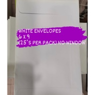READY STOCK WHITE ENVELOPES 6 X 9 ( 25'S PER PACK ) NO WINDOW