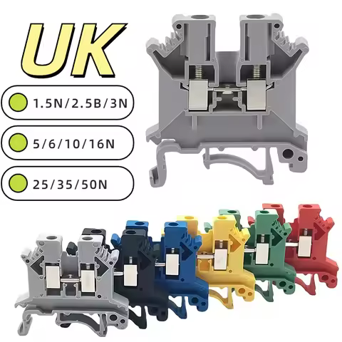 5/10/100pcs Din Rail Terminal Block UK-2.5B, Electrical Conductor Universal Connector,UK1.5N/2.5B/3N