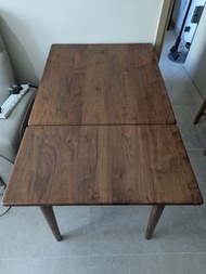 黑胡桃 實木 可伸縮餐桌