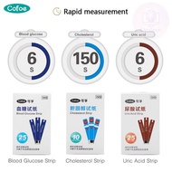 OpaleenCofoe 3 in 1 Blood Glucose Cholesterol Uric Acid Test Kit Strips with Free Lancets