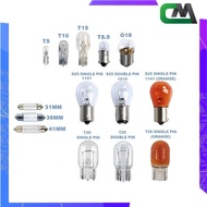 Universal Car Halogen Bulb - T5 / T10 / T15 / 4038 / 1156 / 1141 / 1016 / T20 / T20 AMBER / ROOM LIG