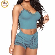 Women Soft Pajama Sets Lingerie Sleepwear Lace Cami Top With Shorts 2 Piece Nightwear For Sleeping