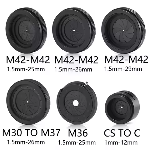1PCS Aperture Adjustable 1.5-29 mm Iris Diaphragm M30 to M37 M42 to M42 CS to C Camera Lens Module A