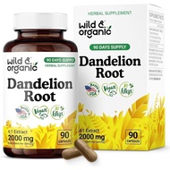 Wild & Organic Dandelion Root Capsules - Liver Detox Supplements - 2000 mg of Fresh Dandelion Root P