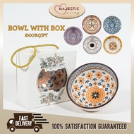 Bohemian Bowl Ceramic Glass Bowls With Box Door Gift Murah Mangkuk Kaca Goodies Vip Kahwin Tunang Ni