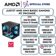 JUSTIT AM4 BASIC GAMING PC PACKAGE ( Ryzen 5 5600G or 5500GT or 5600GT or RYZEN 7 5700G 8GB RAM / 24
