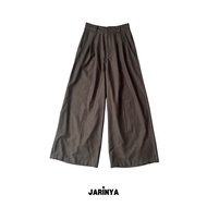 JARINYA (S-XL) กางเกงขากระบอกใหญ่แต่งจีบ เอวสูง ผ้านุ่มใส่สบาย