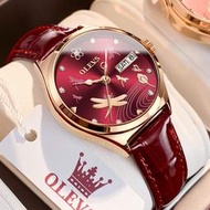 【滿額免運】瑞士歐米女士手錶全自動機械錶防水夜光時尚真皮帶輕奢女錶茄