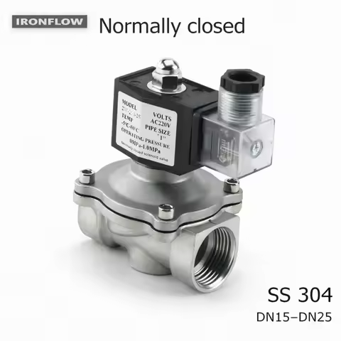 1/2'' 3/4'' 1'' Stainless Steel Normally Closed Solenoid Valve for Water DN15 DN20 with IP65 DIN Coi