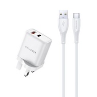 AWEI PD81T-UK 英規充電插頭+ USB to Type-C 充電線
