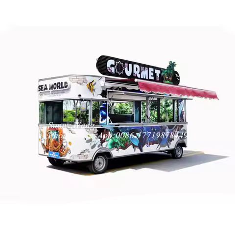 OEM 5m Mobile Hot Dog Food Cart, Ice Cream Food Cart Trailer, Outdoor Street Mobile Fast Food Cart F