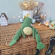 Stuffed green frog plush toy. Cute soft frog for baby shower gift. Plush frog