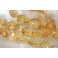 DIY 16" Tumble Citrine Gemstone Oval Nugget Shape Loose Beads Batu Asli