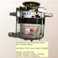 EXCAVATOR ALTERNATOR ASSY 24V-25AMP FOR 4BD1 ENGINE.EX100,EX120,UH053,UH04-7,UH25-7,EX60,UH035-7